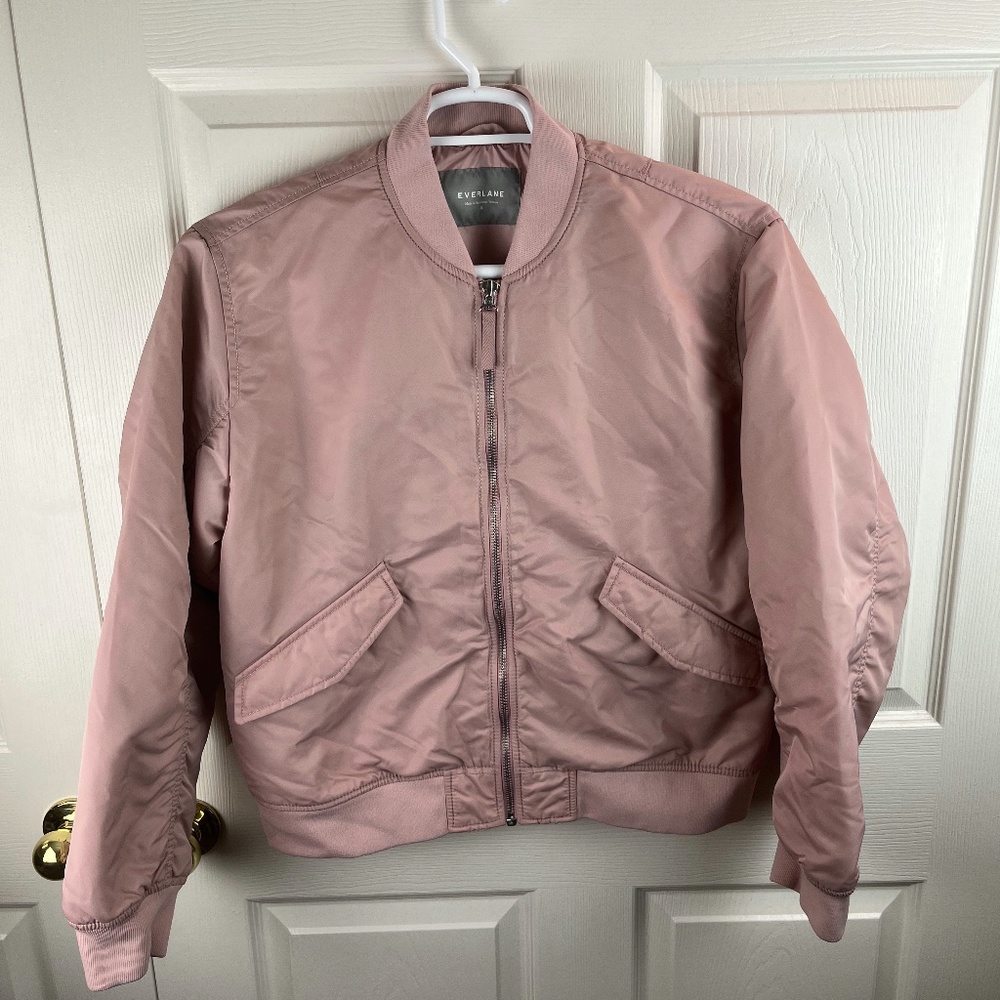 Everlane Full Zip Bomber Jacket Pink Nylon XL